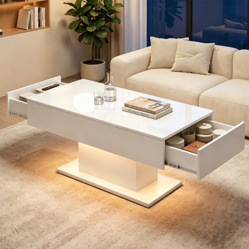 Hochglänzender led couchtisch - hochglänzender, led-couchtisch