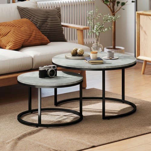 Homcom couchtisch rund - couchtisch, 2er