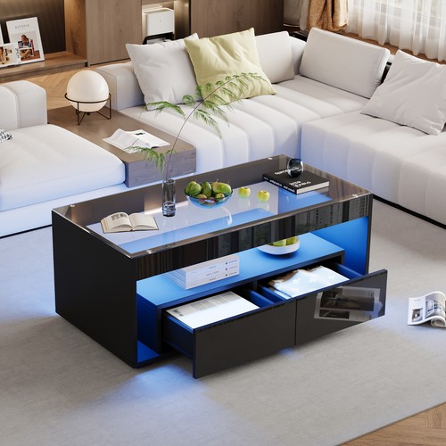 Glas couchtisch mit led - glas,